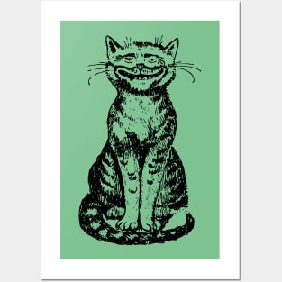 Smiling Cat on Green Posters and Art